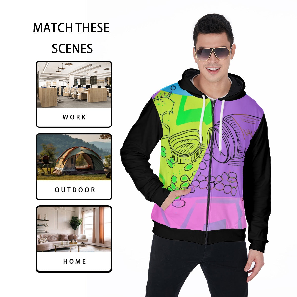 pop art art pills hooded jacket