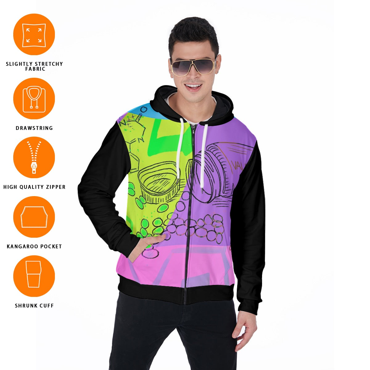 pop art art pills hooded jacket