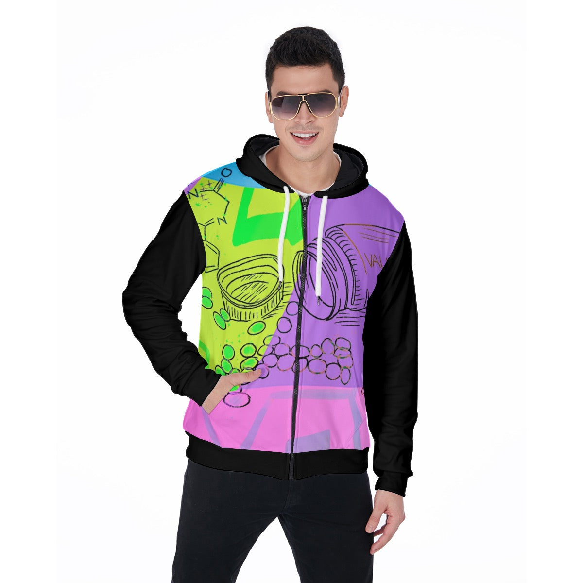 pop art art pills hooded jacket